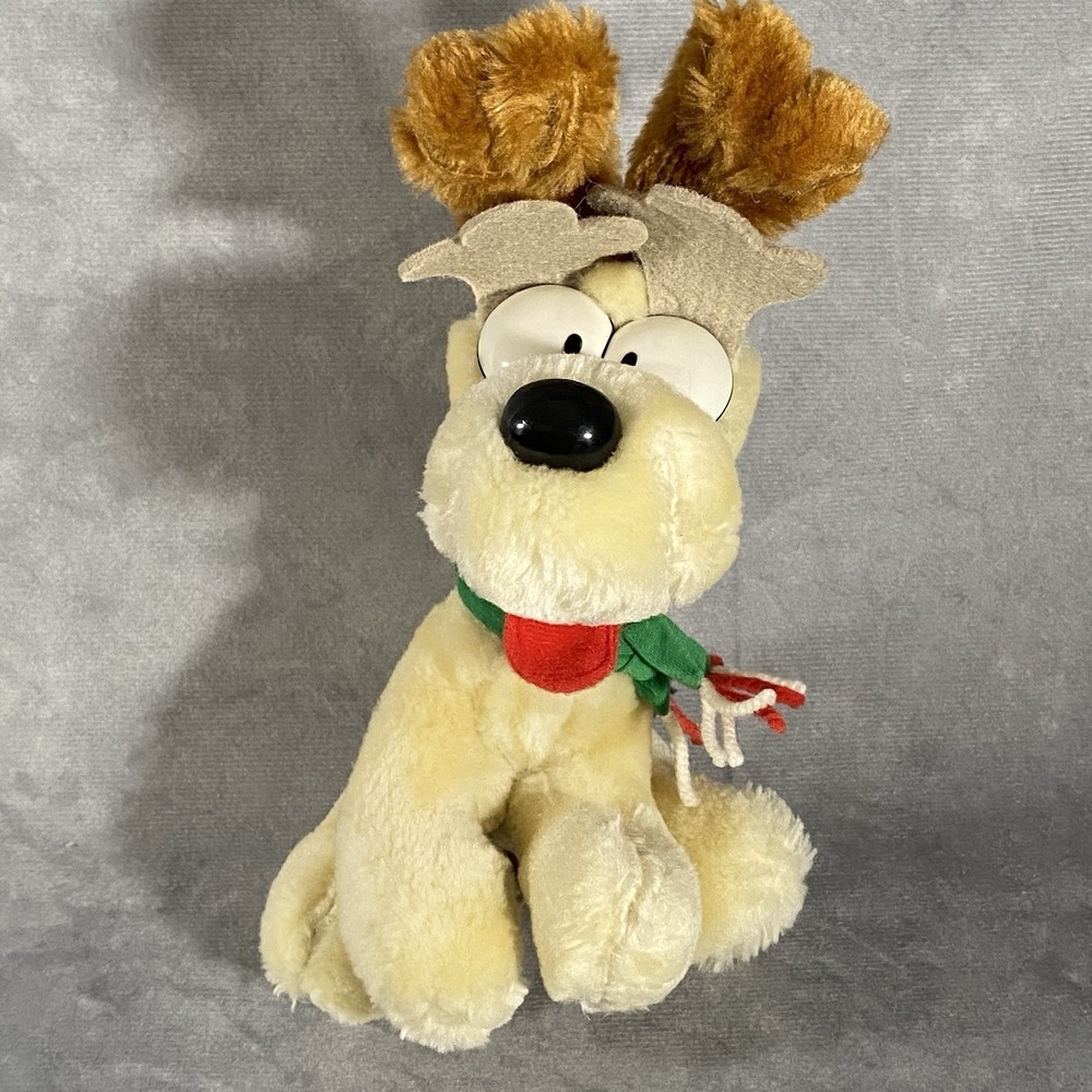 Odie Christmas Plush Reindeer Antlers Scarf Vintage 1981 McDonald's Garfield